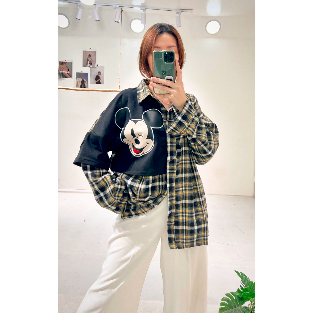 DISNEY Kemeja Wanita Lengan Panjang | Oversized Shirt
