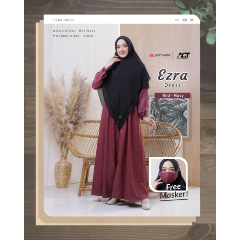 YASMEERA gamis cantik ezra dress linen lux toyobo