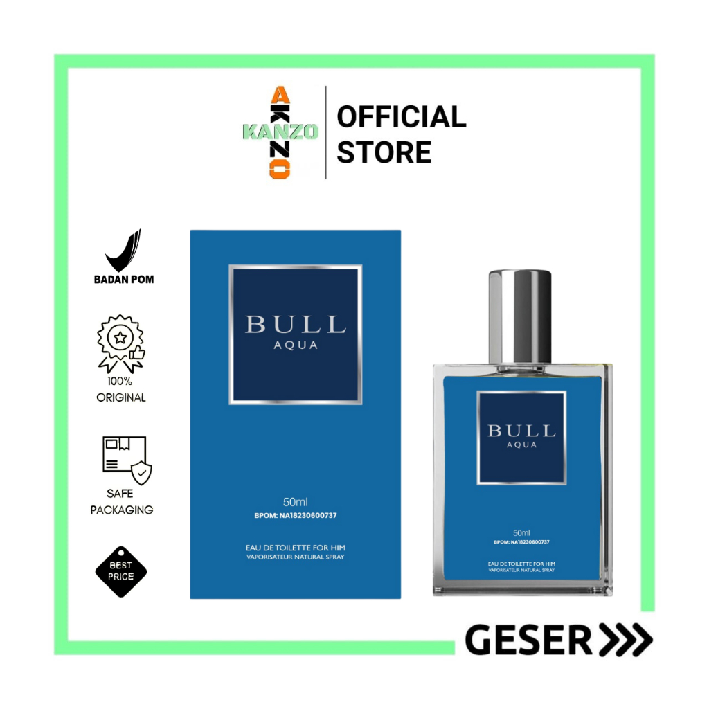 Kanzo - [BPOM] Parfum Bull Aqua 50ml Premium / Parfum Bull Aqua 50ml Best Seller / Parfum Pria Bull Aqua 50ml