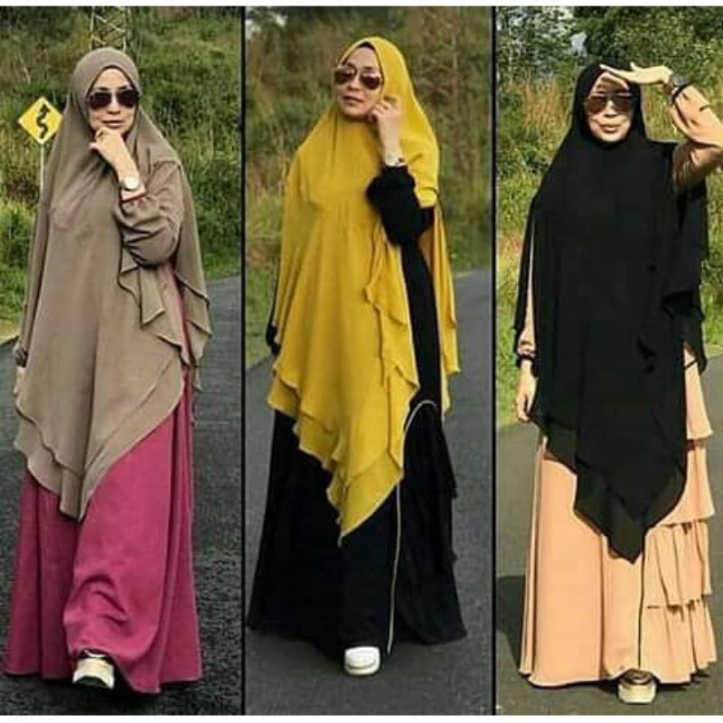 Jilbab Hijab Instan Kerudung Bergo Khimar Anindiya Syari Jumbo 2 Layer