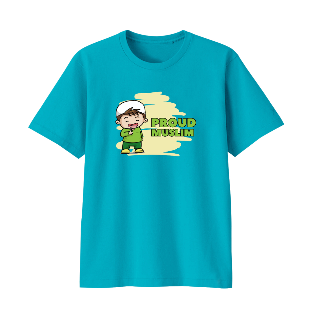 Aitana - Baju Kaos Muslim Lebaran Tema Proud Muslim Ready Bayi Anak Remaja Dewasa Bahan Katun Combed 30s