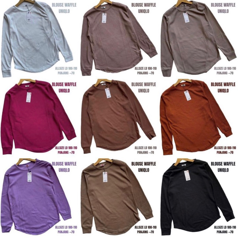 BLOUSE UNIQLO BAHAN WAFFLE PREMIUM