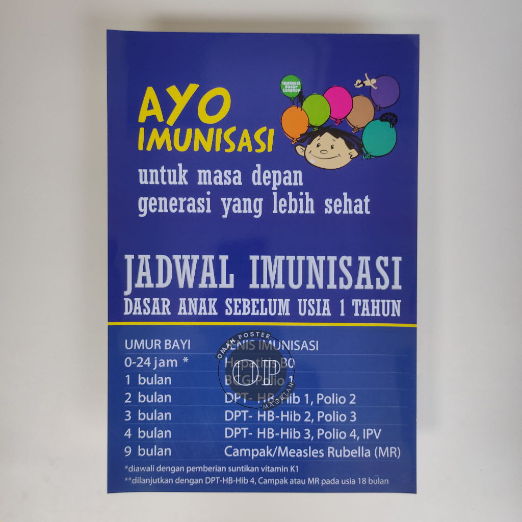 Poster Jadwal Imunisasi - Imunisasi - Balita - Batita - Imunitas - Vaksin