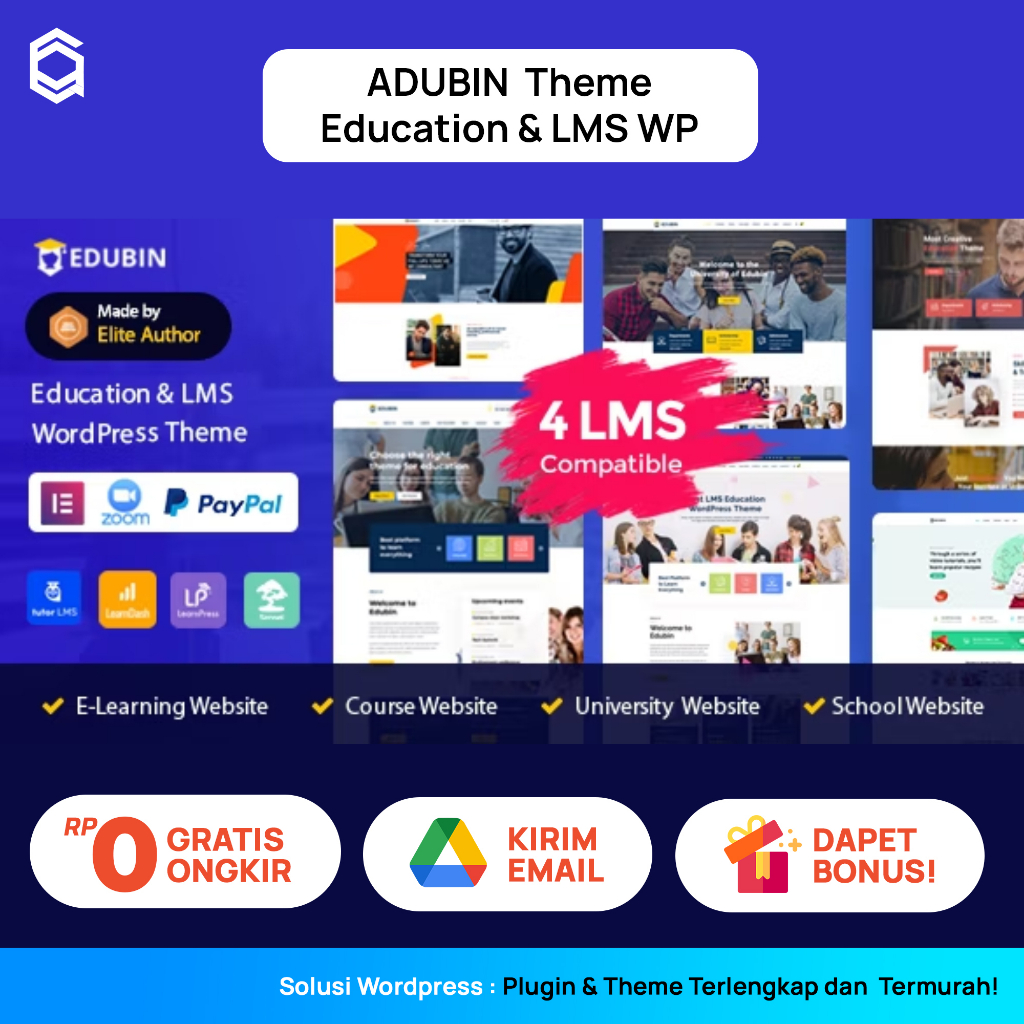 Edubin Education Theme Wordpress Premium LMS Theme Unlimited Domain