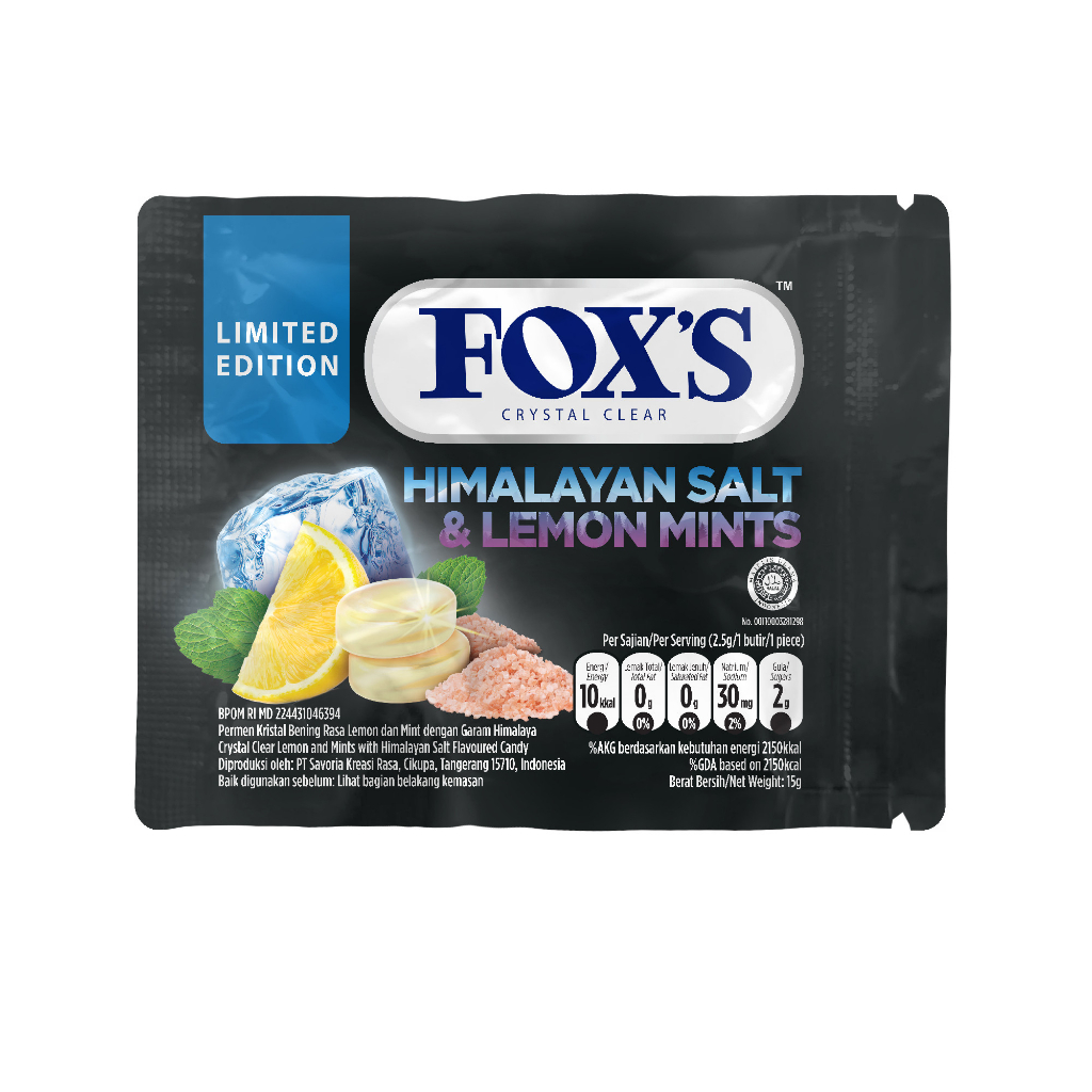 FOX'S Himalayan Salt &amp; Lemon Mints Sachet - Permen Mint 15g