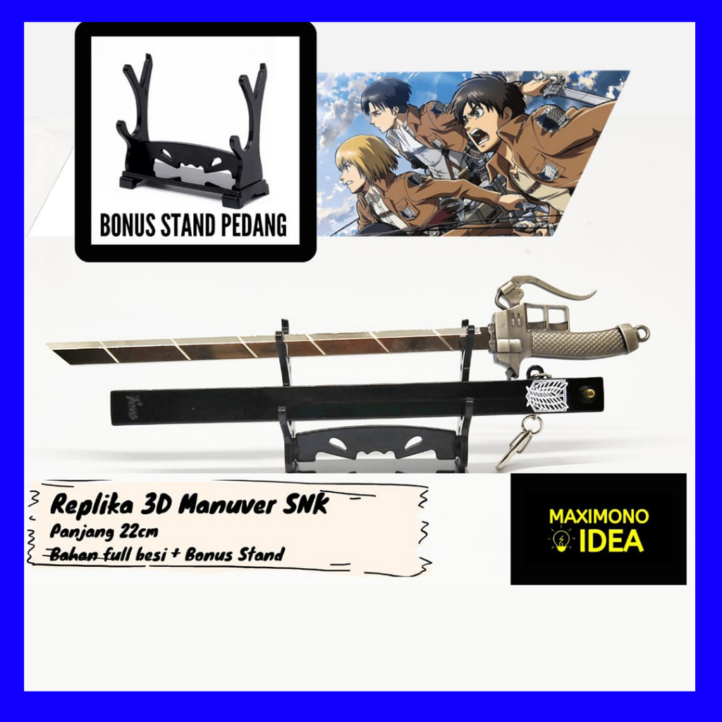 Gantungan Kunci Pedang Anime Attack on Titan 3D Manuver