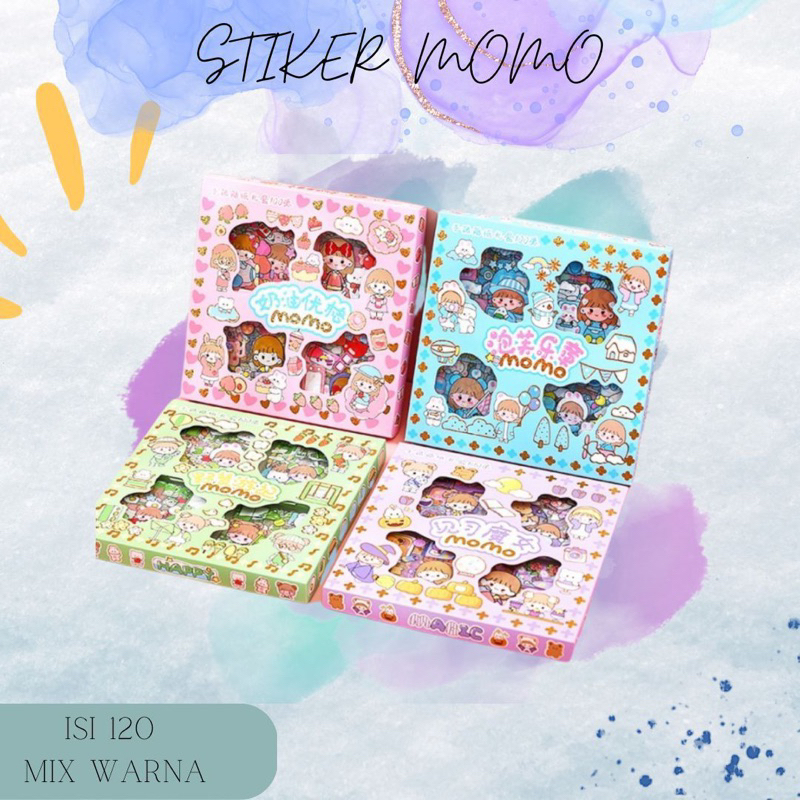 (Grosir)100 Lembar/1Box Stiker Motif Momo Korea Kartun Korea Lucu Anti Air Dekorasi Best Seller Anak-Anak