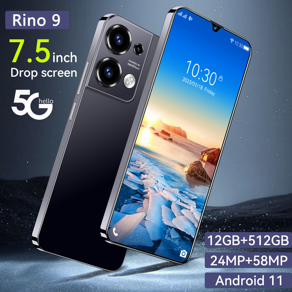 【FLASH SALE】HP murah Rino9 Handphone android 4G/5G 12GB+512GB 7.5inci HD Layar Penuh Smartphone ​android