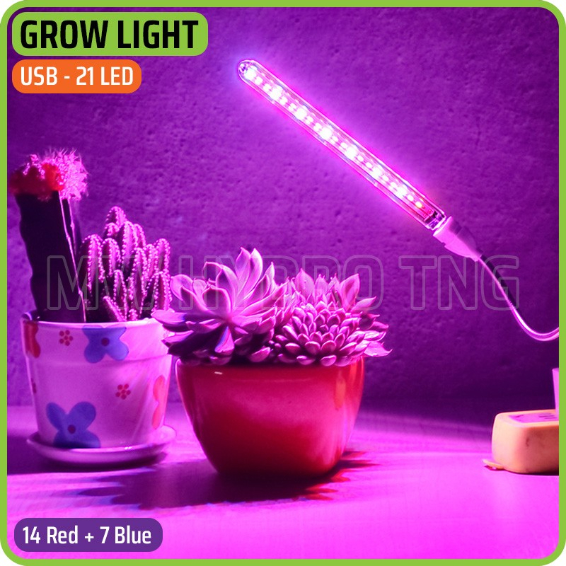 LED Plant Grow Light, USB 5V, 21 LED, Red + Blue - Lampu Tanaman