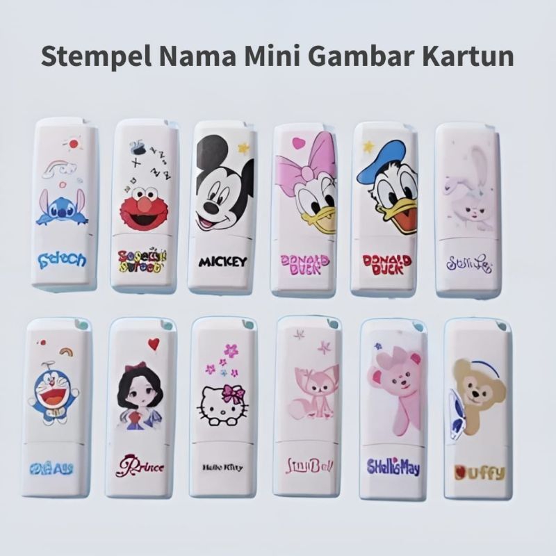 

Stempel Nama Mini Gambar Kartun Lucu (ukuran 1,8 x 0,8 cm)