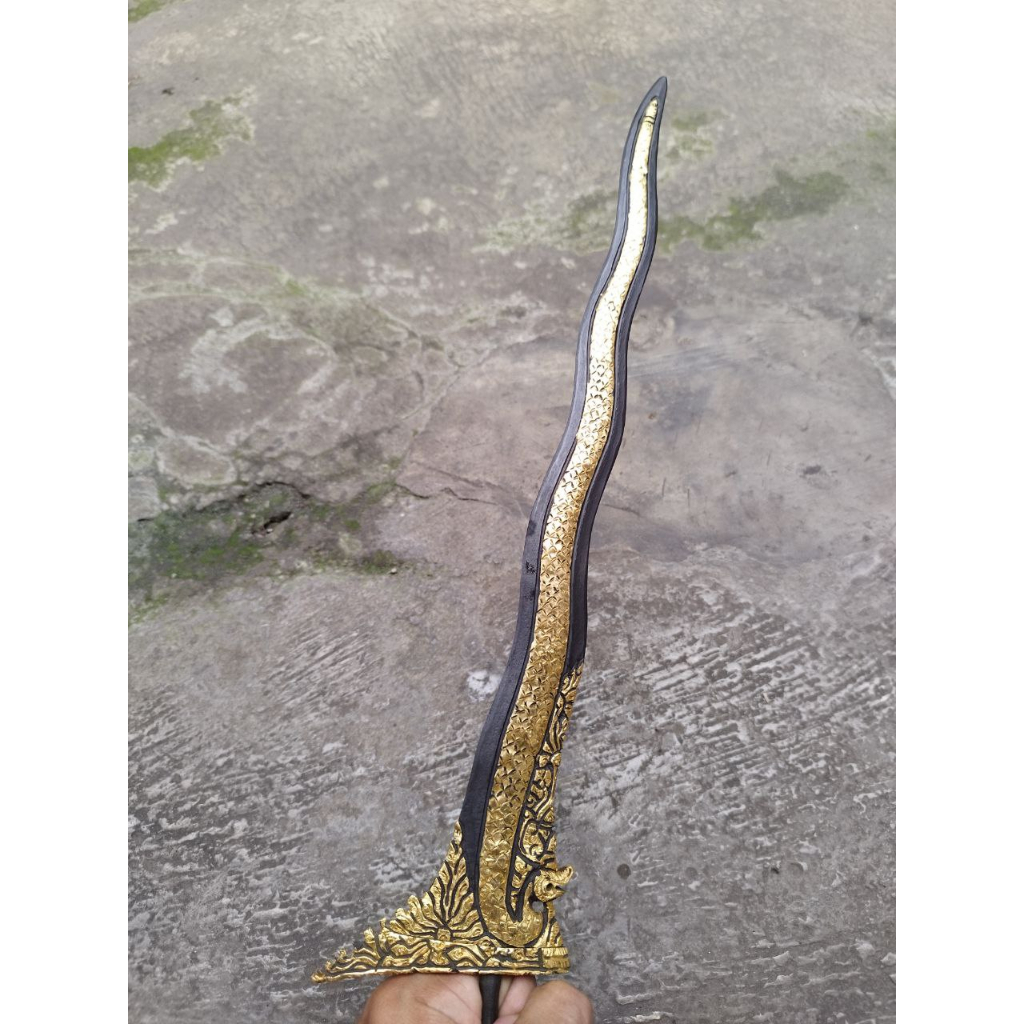 Keris Luk 7 Kinatah Naga Sapto Pamor Keleng