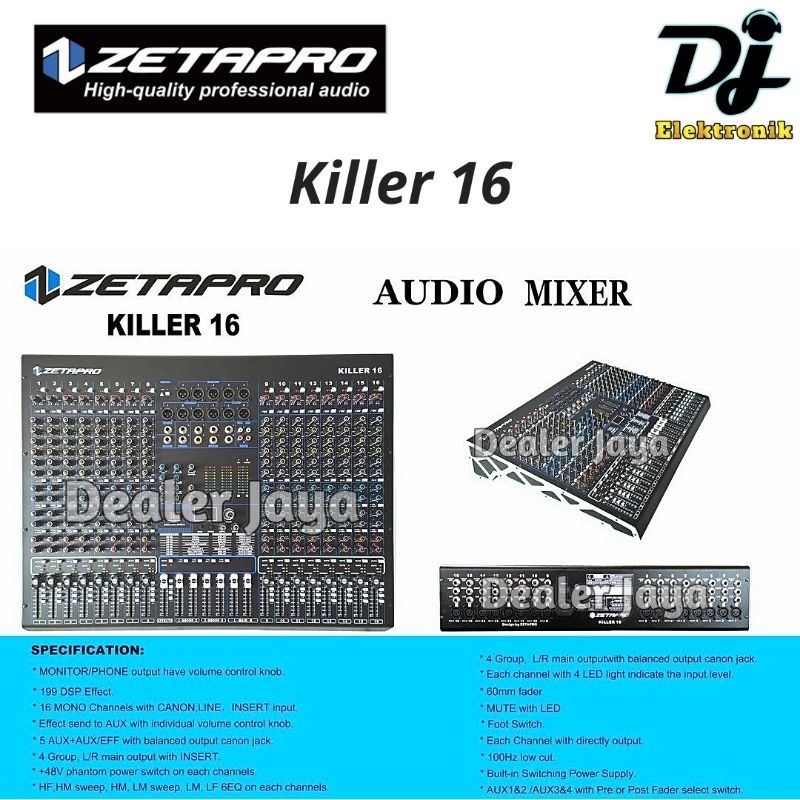 Mixer Analog Zetapro KILLER 16 / KILLER16 - 16 channel