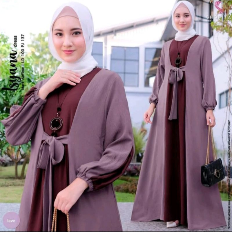 gamis Isyana  bermacam ukuran [ M - LD 88] [ L - LD 90 ][ X L- LD 95 ][ XXL LD 105  BAHAN CRINGKLE A