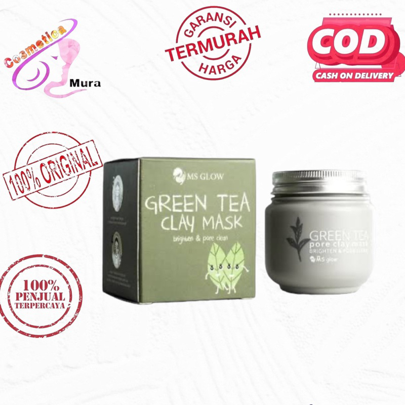 [ clay mask ] ms glow green tea clay mask original || masker wajah ms glow clay mask greenTea