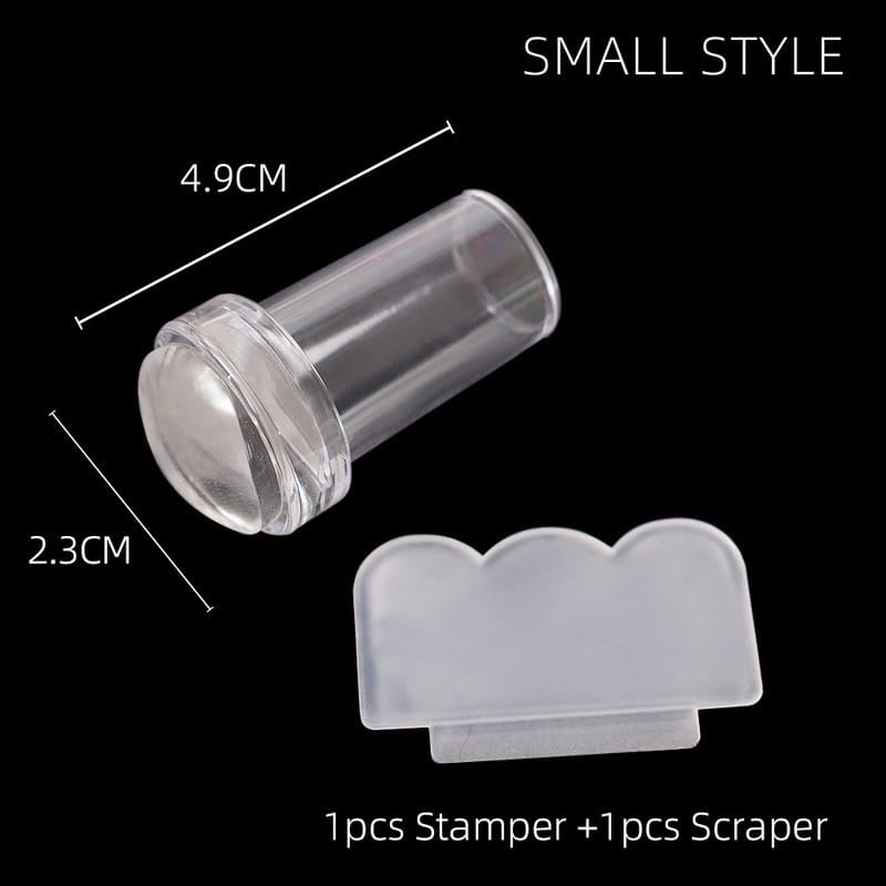 1 Set Stempel Kuku Transparan untuk Nail Art Plat Transfer Gambar Manicure DIY Pedicure Scraper Mini