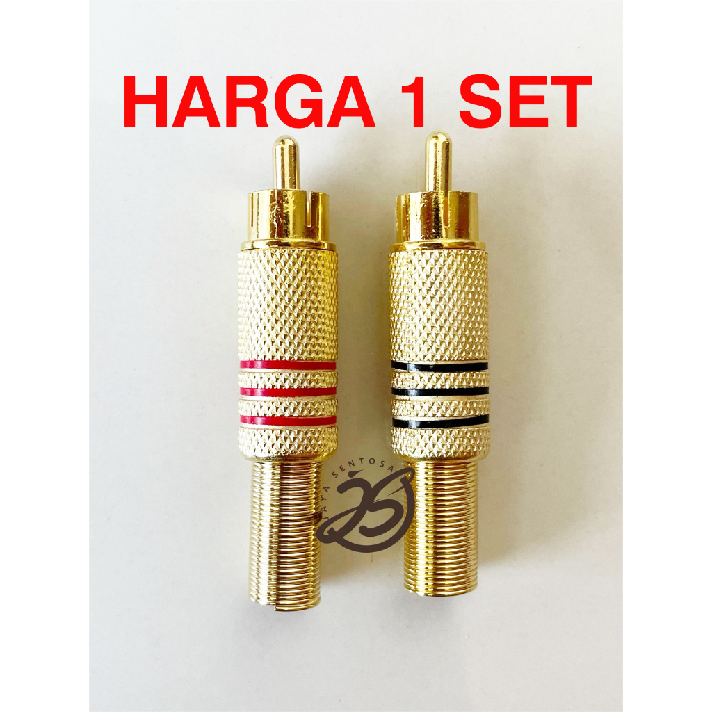 JACK RCA GOLD (1SET) SEPASANG (MERAH-HITAM) JACK RCA MALE GOLD JACK AUDIO RCA GOLD METAL