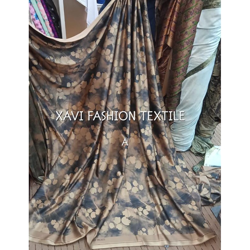 Kain ARM Brown Silk Premium Melati Motif || Harga Per Setengah Meter(50cm)