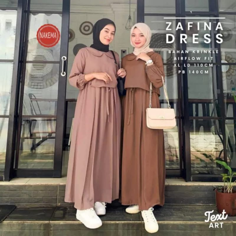 DISKON ZAFINA DRESS GAMIS POLOS ROMPI 2 IN 1 BAHAN COTTON PREMIUM GAMIS WANITA MUSLIM KEKINIAN