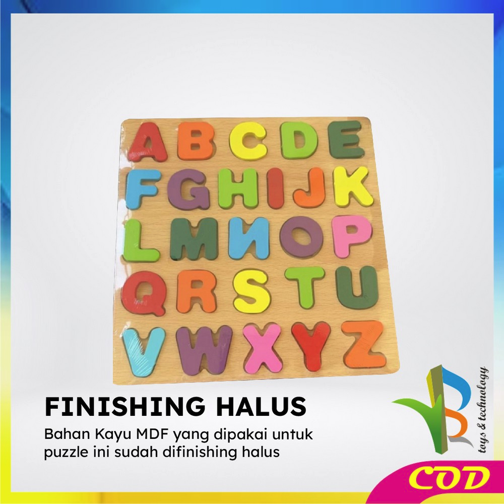 RB-M313 Mainan Edukasi Anak Puzzle Kayu 3D Huruf Angka dan Bangun Datar / Puzzle Alphabet Mainan Kayu Anak / Wooden Toys ABC Kids