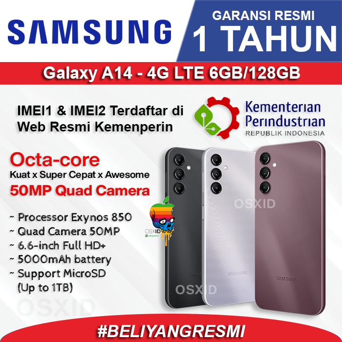 SAMSUNG Galaxy A14 5G / 4G LTE - 6/128GB - Garansi RESMI