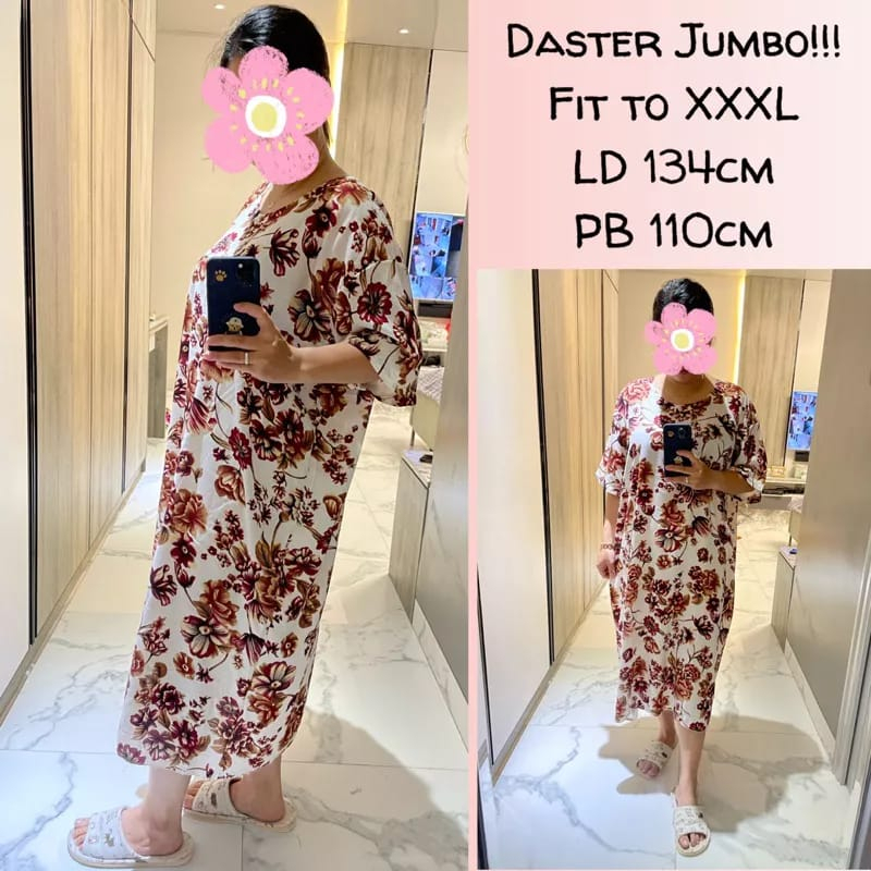 daster jumbo ber lengan xxxl  motif bunga bahan rayon premium#dasteribuhamil