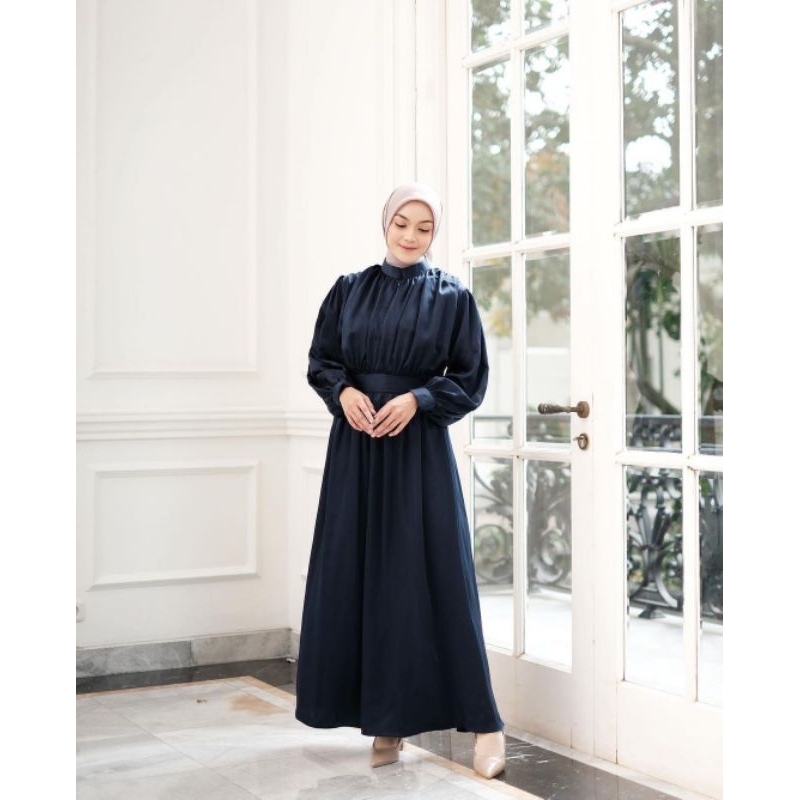 FREE TAS KAMIYASTUFF ARIEL DRESS VANILLA HIJAB NAVY SIZE M - NEW