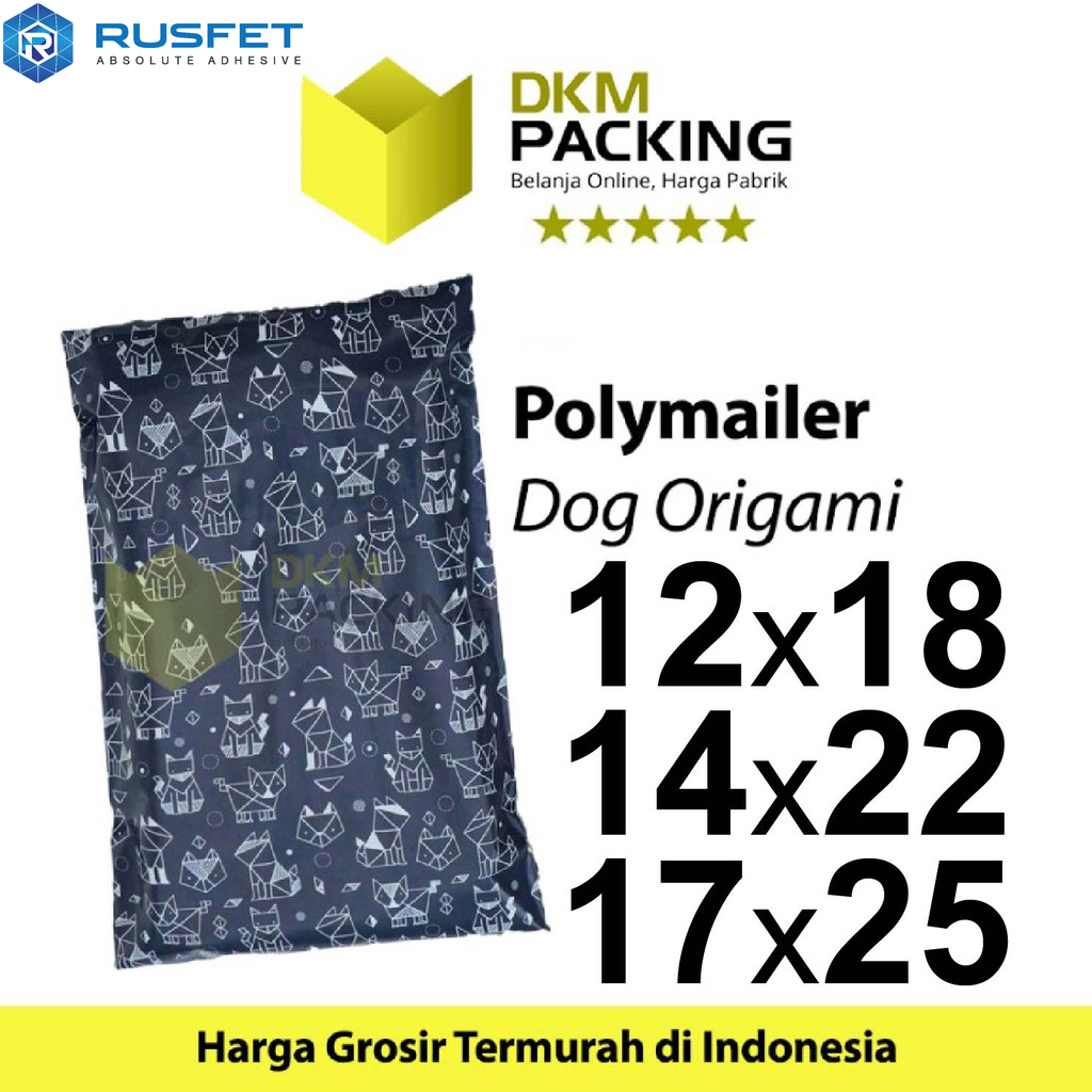 

Polymailer Polimailer Amplop Plastik Packing Motif Dog Origami RUSFET /SATUAN