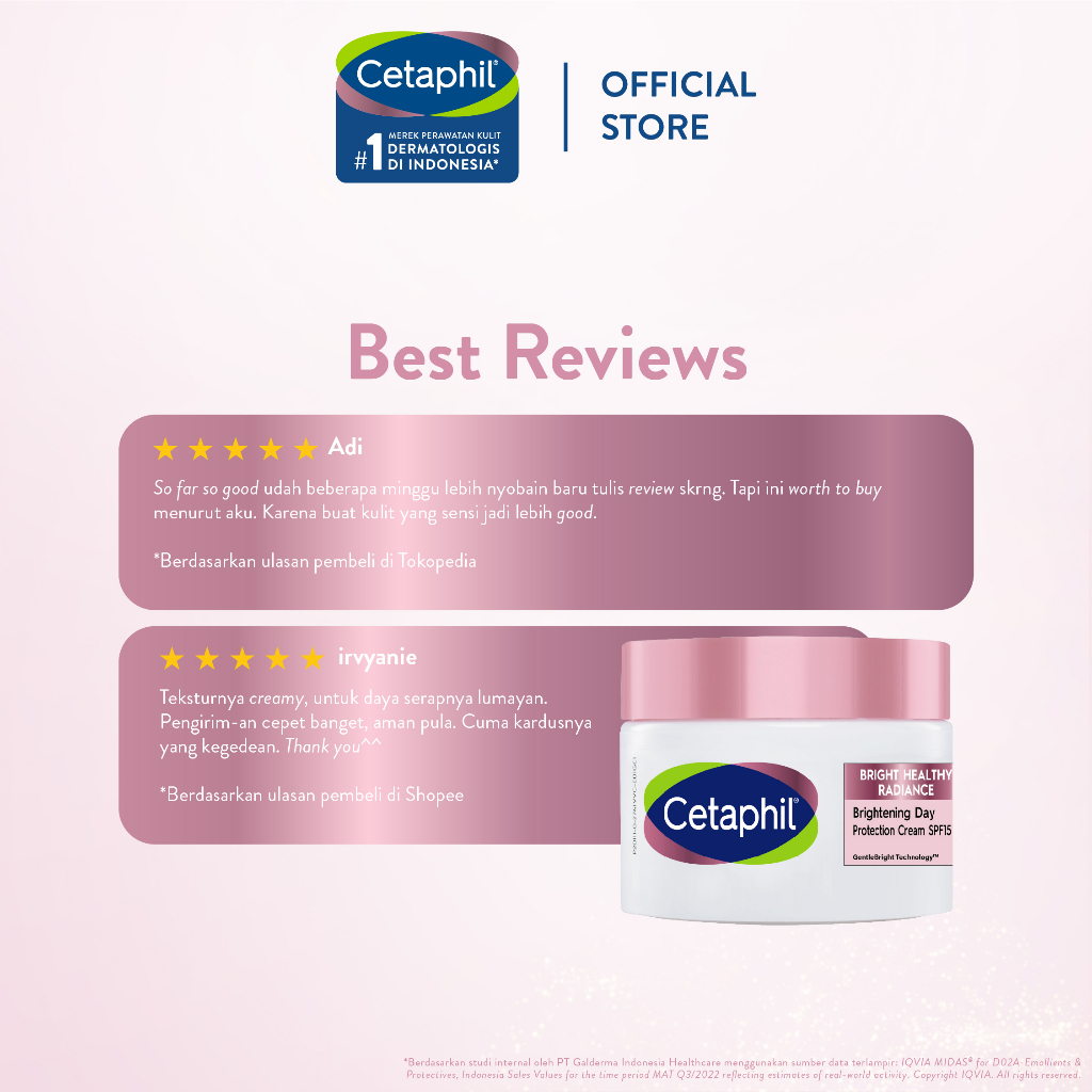 Cetaphil Bright Healthy Radiance Day Protection Cream SPF15 50g dengan Glycerin, White Sea Daffodil dan Niacinamide Pelembap Wajah untuk Mencerahkan dan Melindungi Kulit dari Sinar Matahari untuk Kulit Sensitif