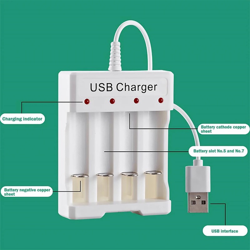 Charger Pengisi Daya Baterai AA AAA Pengisi Daya Cepat USB 2 3 4 Slot Perlindungan Sirkuit Pendek Pintar untuk Pengisi Daya Portabel Baterai Isi Ulang AAA/AA
