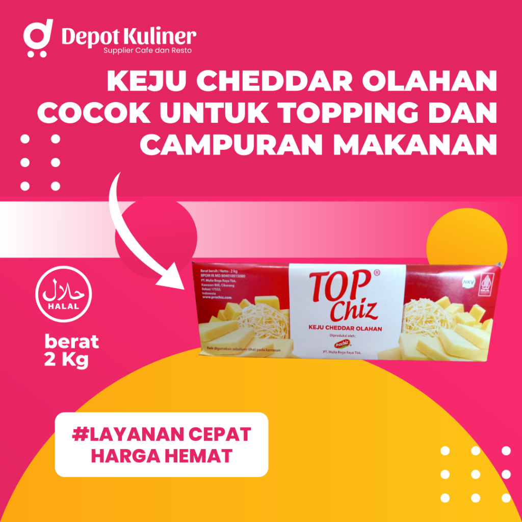 Top Chiz Keju Cheddar Olahan / Cheese / Keju Batangan 2kg