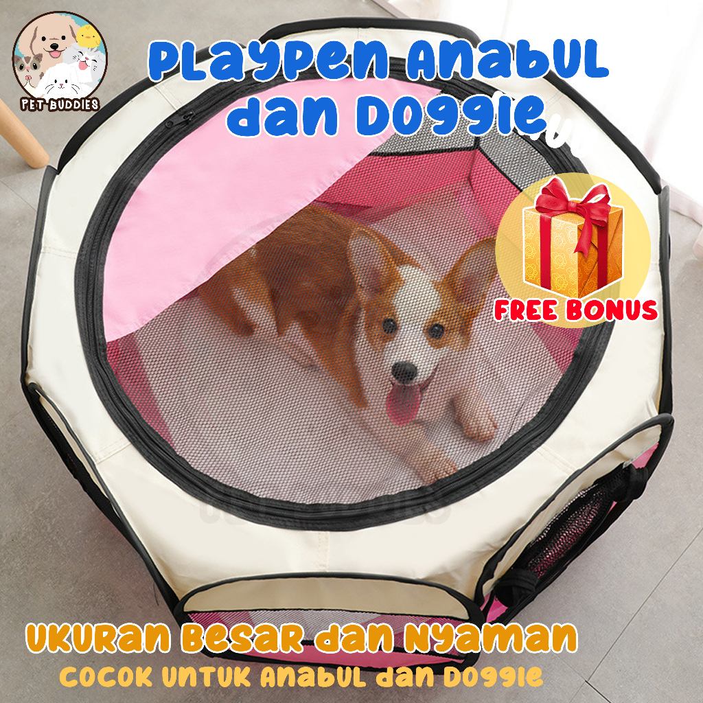 [FREE BONUS]PlayPen Kandang Main Lipat Kucing dan Anjing Foldable Pet Fence