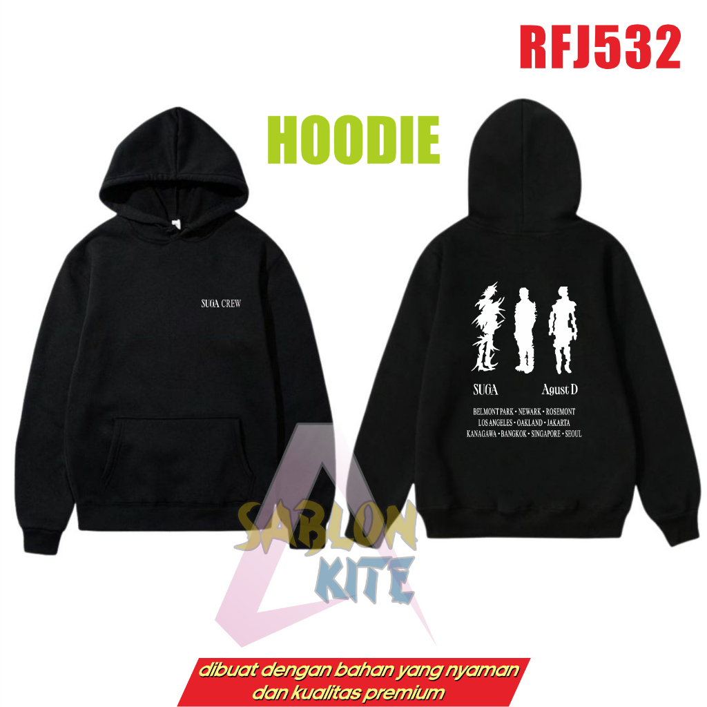 Gratis Fotocard Jaket Hoodie Kpop Suga AgustD Crew RFJ532