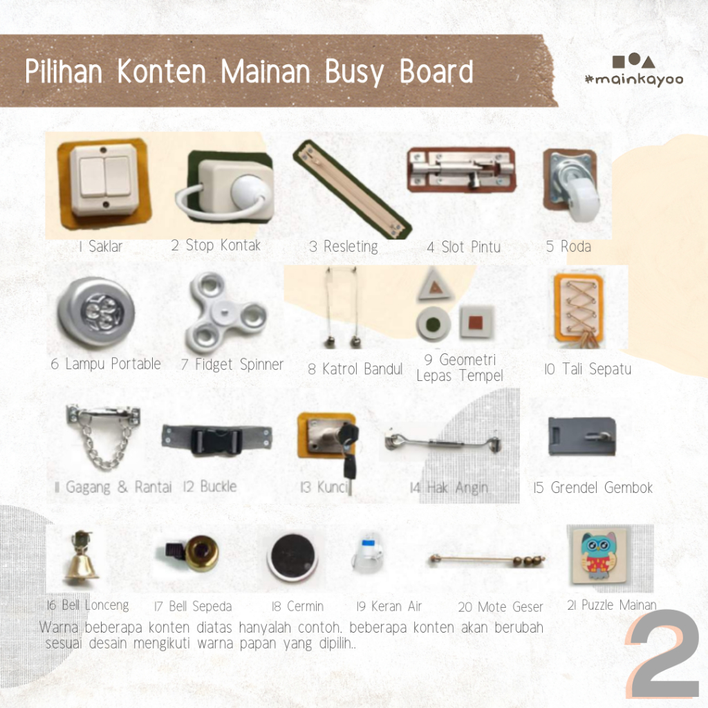 AESTHETIC BUSY BOARD - CUSTOM EDITION 30x40 (dengan Telepon &amp; kaki) - Mainan Edukasi Anak