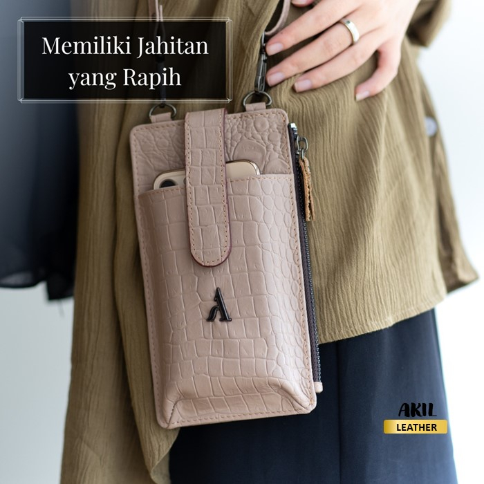 Tas Hp Handphone Wanita Branded Model Selempang Slempang Sling Bag Cewek Bahan 100% Kulit Sapi Asli Original Alona Edrea Bag