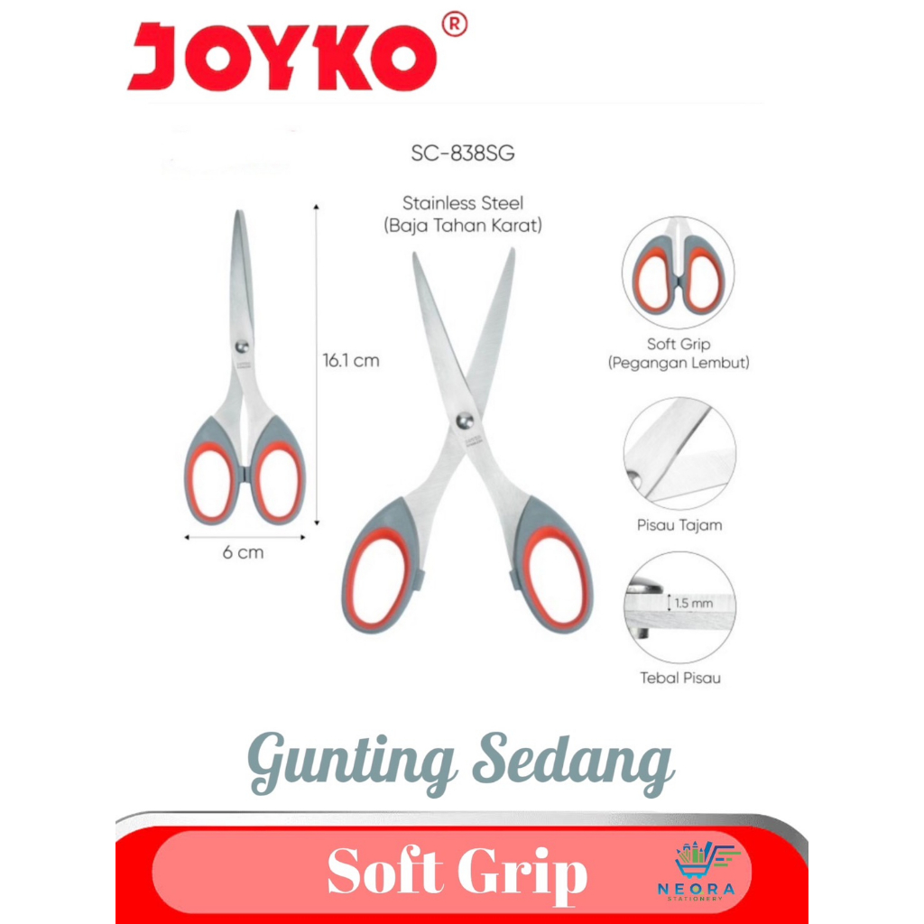 

Joyko Gunting / Scissors SC - 838 SG (Soft Grip)