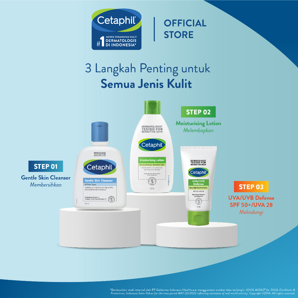 Cetaphil UVA/UVB Defense SPF 50+ 50ml Sunscreen Sunblock dengan Mexoryl Pelembap dan Pelindung Sinar UV untuk Semua Jenis Kulit