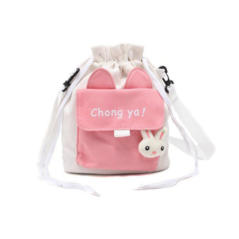 tas selempang canvas serut Chong ya rabbit cute CYR tas slingbag original