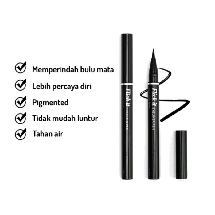 JUST MISS EYELINER PEN HITAM- SPIDOL FLICK IT BLACK EYE LINER PEN