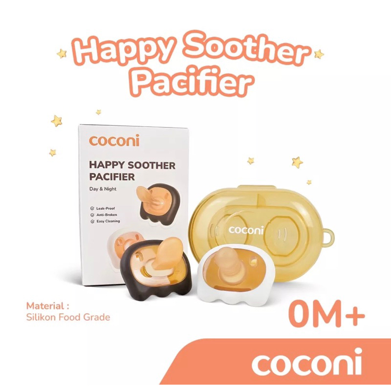 Coconi Happy Soother Pacifier 2 pcs with Case Empeng Kompeng Bayi Dot Bayi