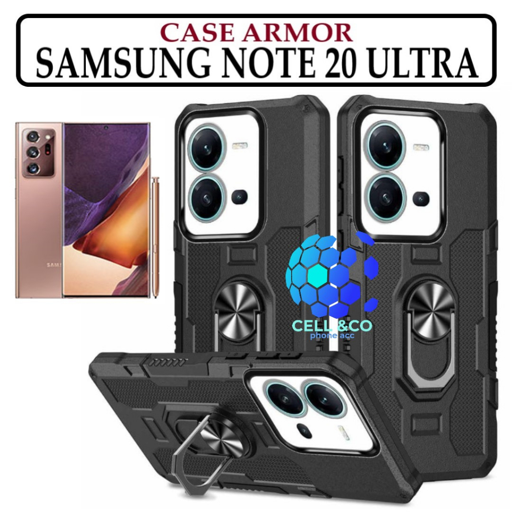 Case Armor SAMSUNG GALAXY NOTE 20 ULTRA Iring Cincin Magnetic Kesing Hp Protect kamera Premium Hard Case Standing Robot Pelindung Kamera