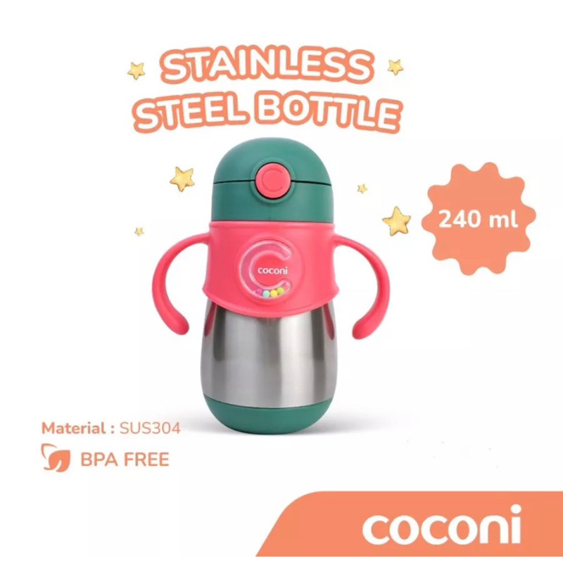 Coconi Stainlees Steel Bottle 240 ml Sippy Cup Stainless Botol Minum Anak