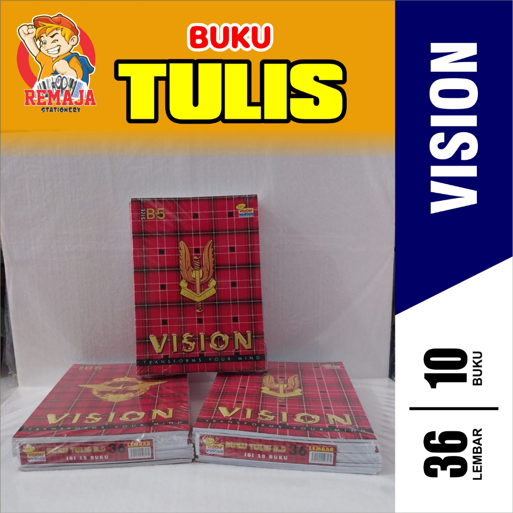 

Buku Tulis VISION BOXY isi 36 lembar per pack isi 10 BUKU