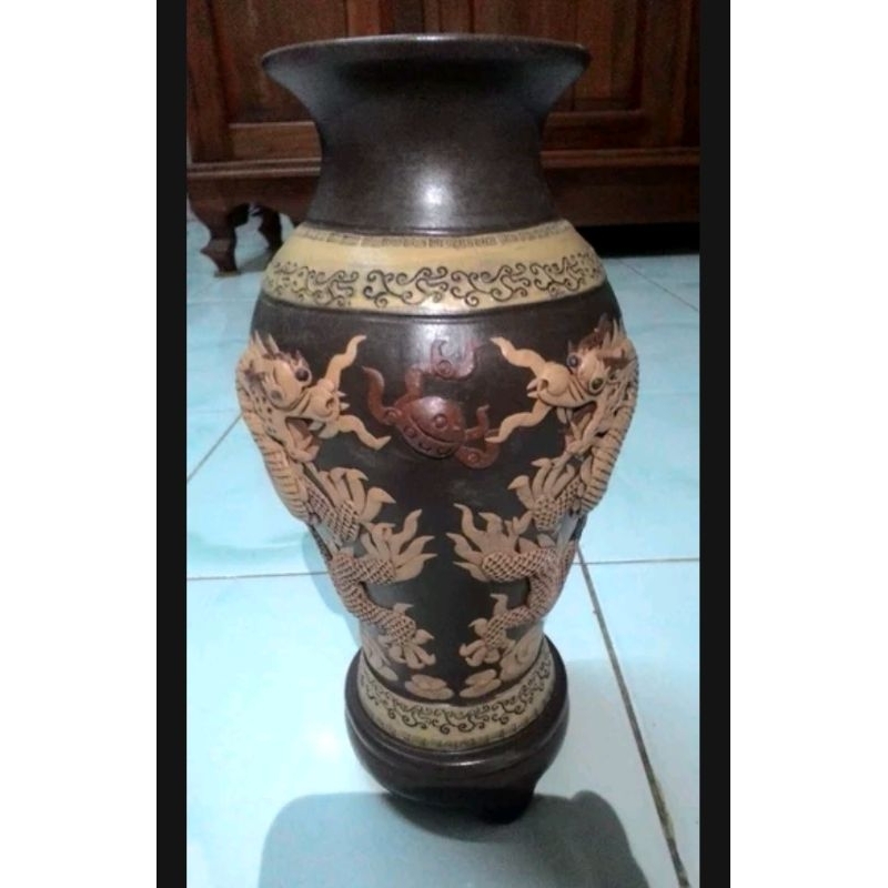 guci kuno timbul naga asli yue hwa china