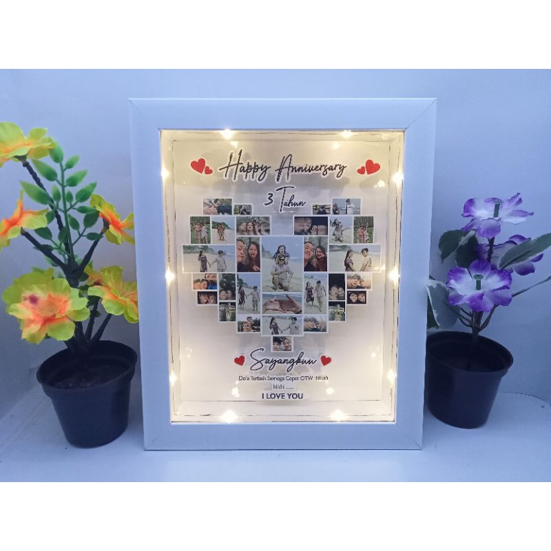 25 x 25 20 x 25 lampu hias angka mozaik foto love LED scrap box bingkai frame foto popup 3D hadiah g