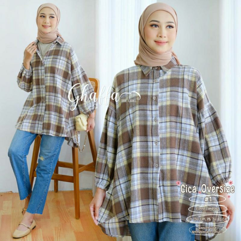GHAFFA THE LABEL cica oversize blouse ld 134 bahan flanel import xxxl atasan wanita original ghaffa 