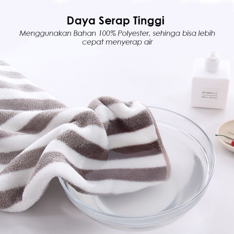 Handuk mandi dewasa SALUR / GARISSS Quick dry microfiber bulu garis lembut