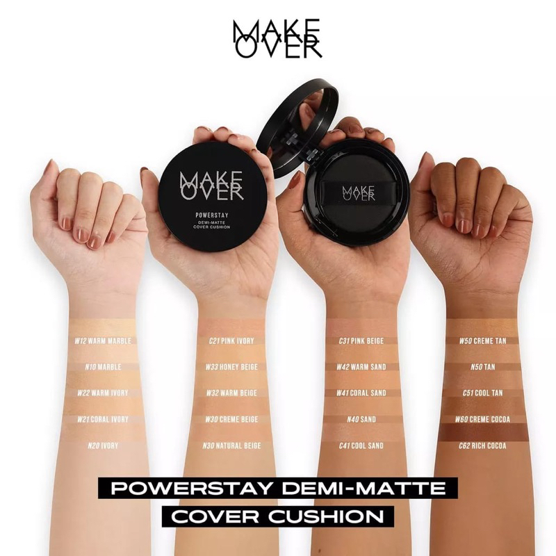 [Khusus N50 Tan] MAKE OVER Powerstay Demi-Matte Cover CUSHION 15 g