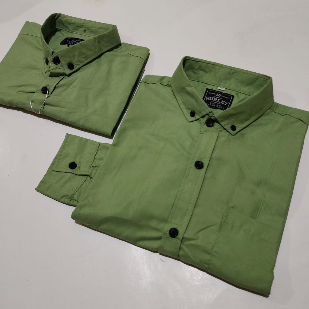 KEMEJA HIJAU SAGE/KEMEJA SAGE GREEN LENGAN PANJANG PENDEK