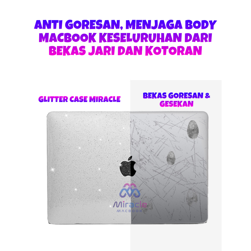 Macbook case Glitter Bintang Transparan Colour White &amp; Black Pro M1 13 Air 13 A2289 A2251 A2338 casing macbook A2337 A2179 Dengan pelindung layar