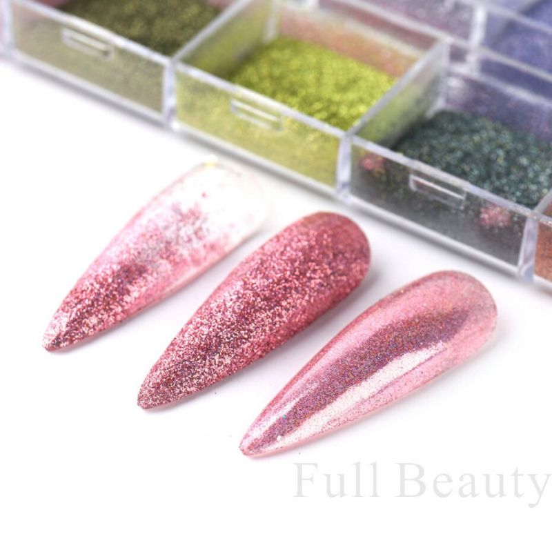 12 Warna Bubuk Glitter Kuku Glitter Hiasan Kuku Nail String Gold Hiasan Nailart Glitter Kuku Nail Art